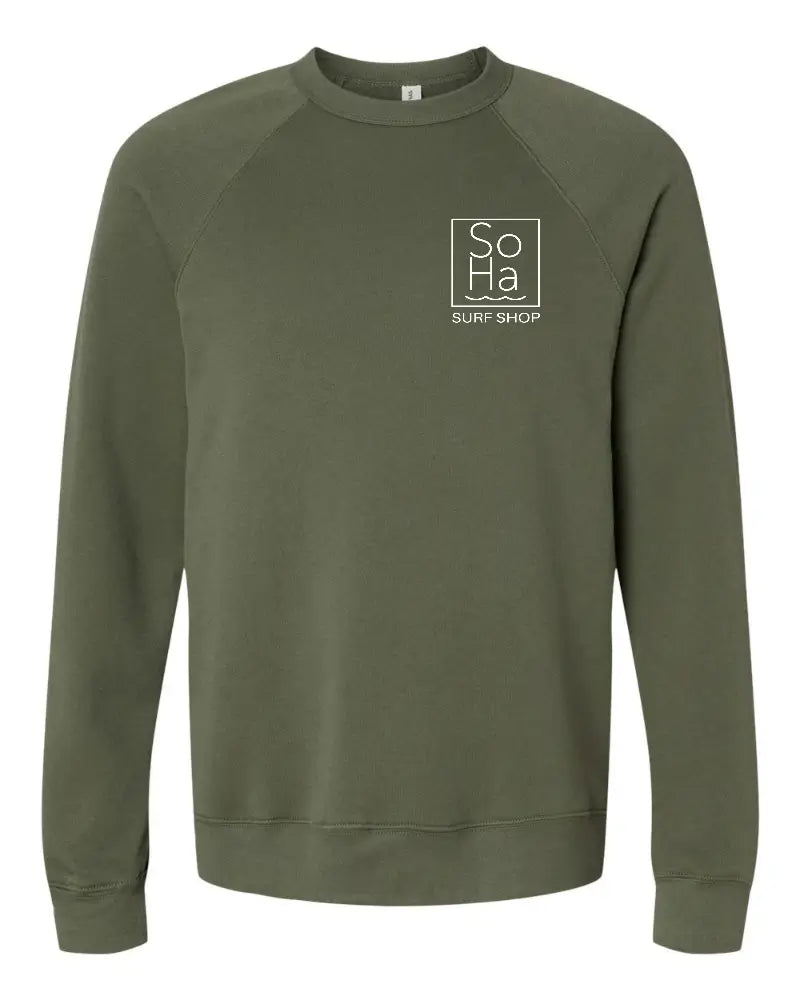 SoHa Square Logo Crewneck Sweatshirt Military Green 1
