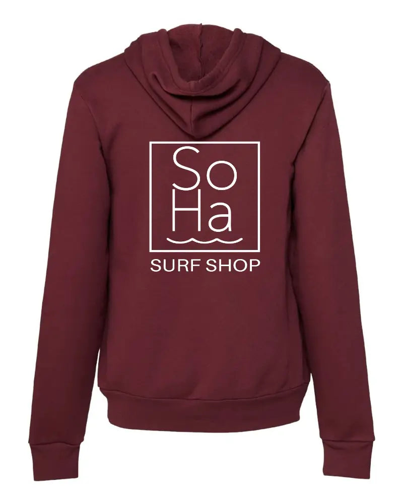 SoHa Square Logo Fleece Hoodie Maroon 1