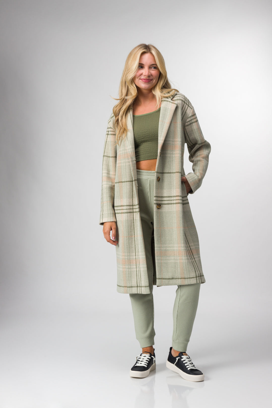 Reef Women's Beverly Knit Trench Jacket - Sage 