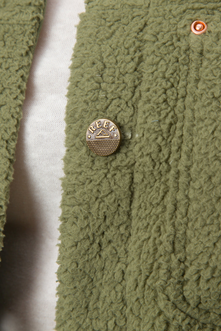 Reef Sammie Sherpa Trucker Jacket - Olivine 4