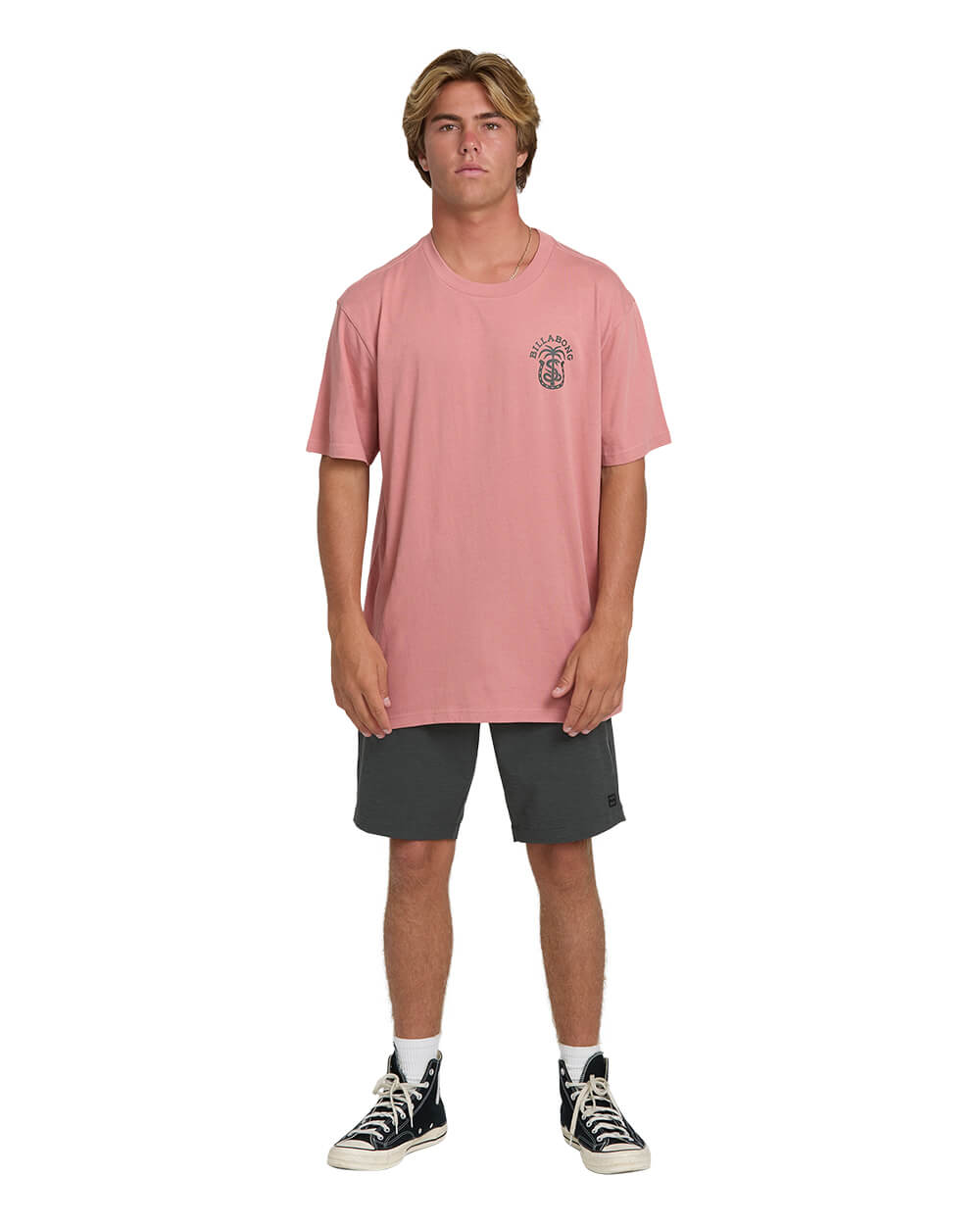Billabong Men's Forge Premium Short Sleeve Tee Ash Rose Front