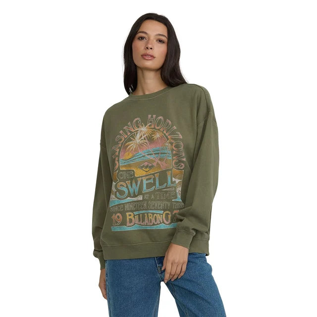 Billabong Women's Ride In Crew Fleece - Canteen