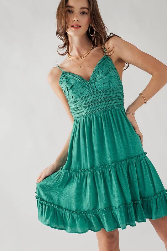 Lace Ruffle Cami Dress